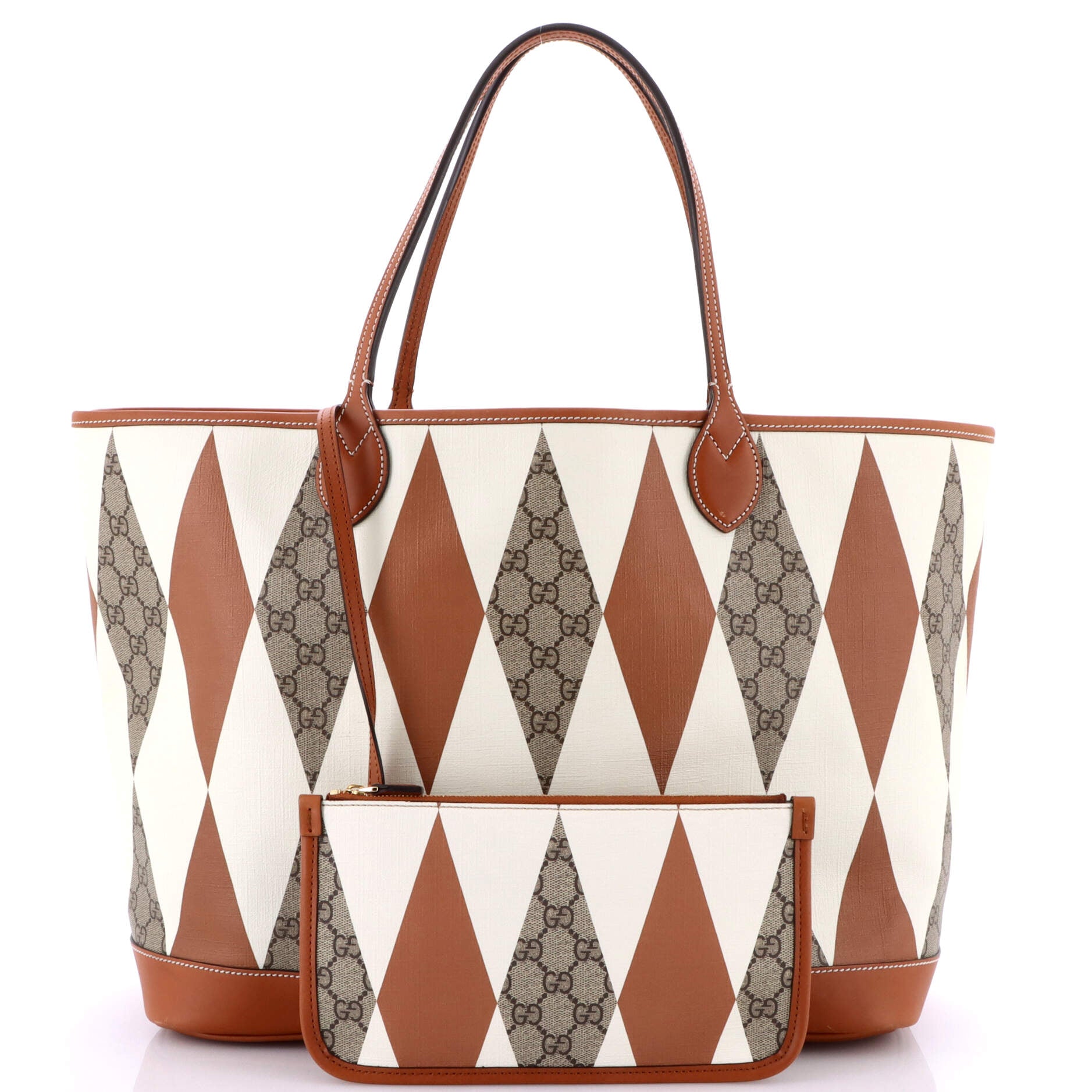 Shopping Tote Rhombus GG Coated Canvas with Leather Large