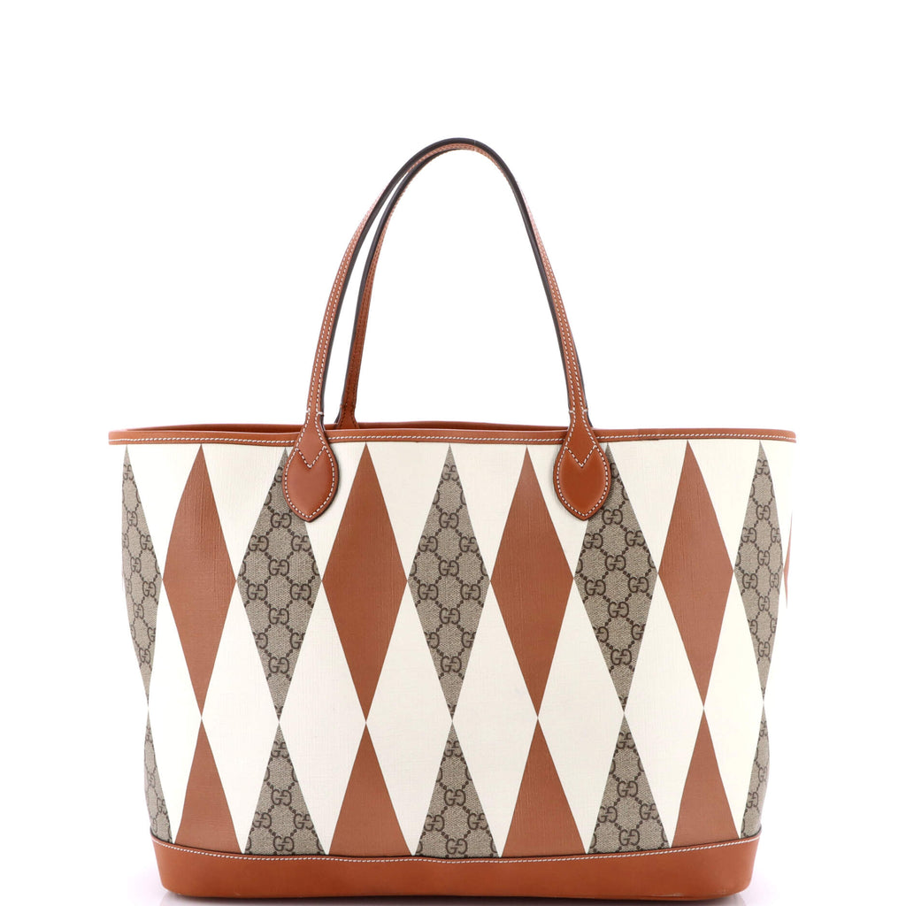 Shopping Tote Rhombus GG Coated Canvas with Leather Large