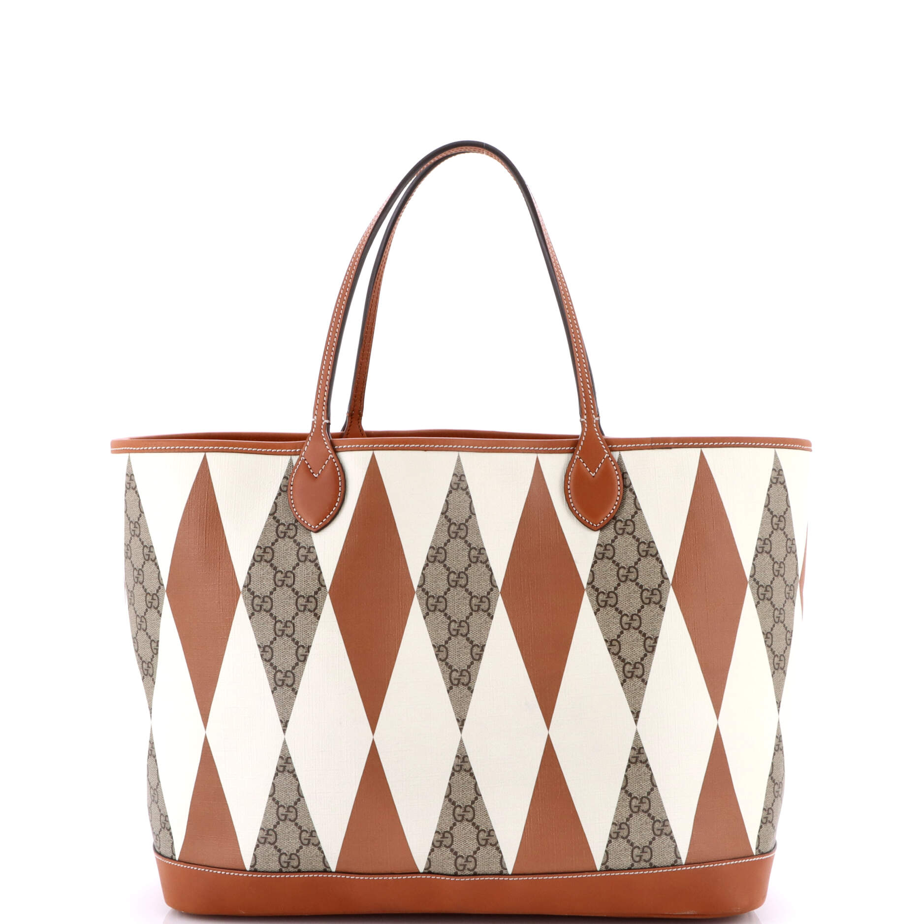 Shopping Tote Rhombus GG Coated Canvas with Leather Large