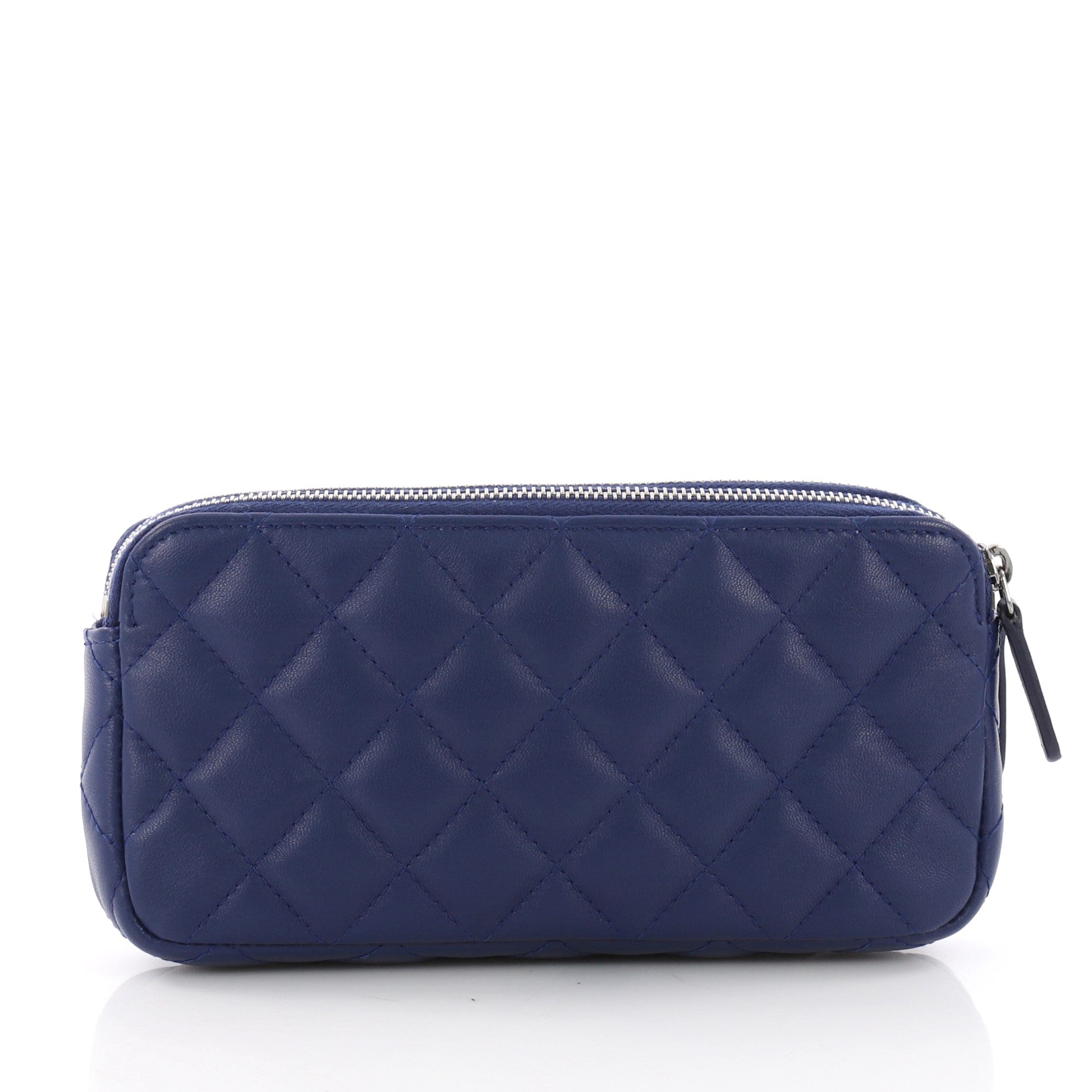 Double Zip Clutch with Chain Quilted Lambskin