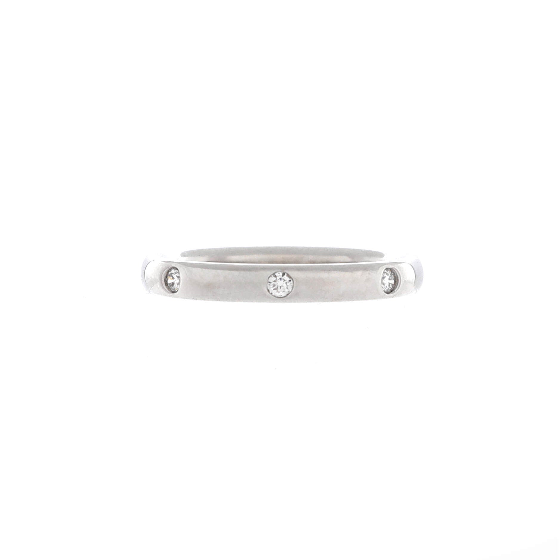 Tendrement Etoiles Wedding Band Ring Platinum with 3 Diamonds 2.5mm