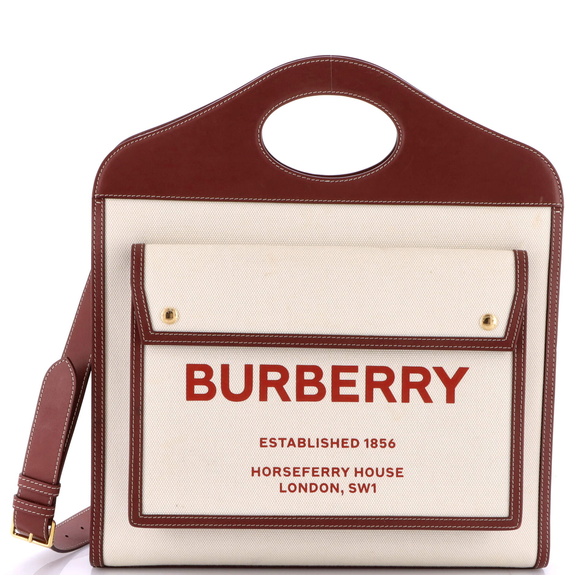 Logo Pocket Tote Canvas with Leather Medium