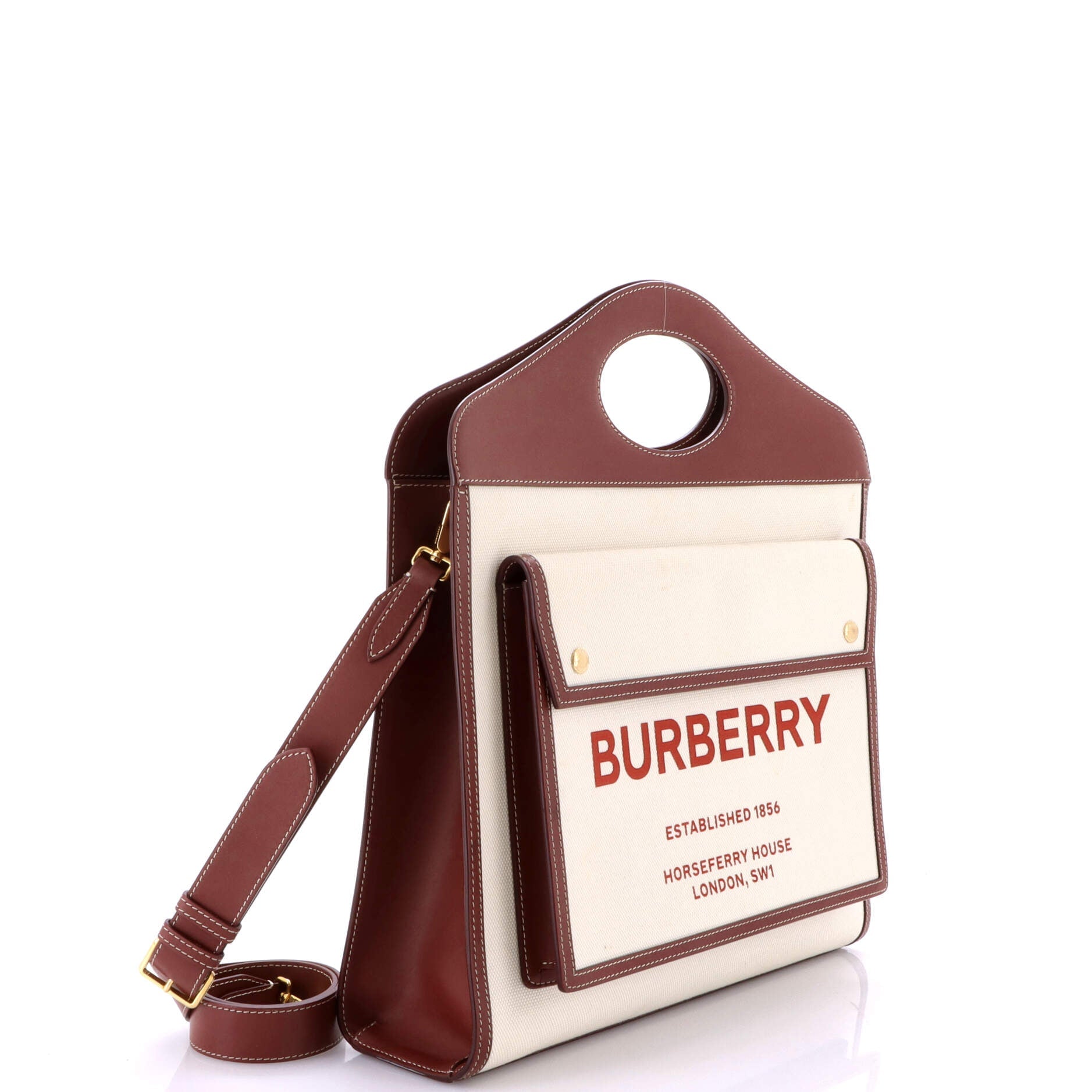 Logo Pocket Tote Canvas with Leather Medium