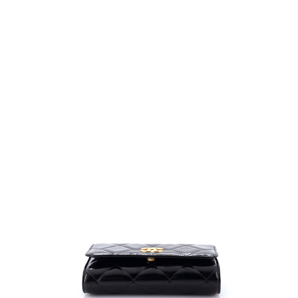 CC Medallion Wallet on Chain Quilted Shiny Lambskin