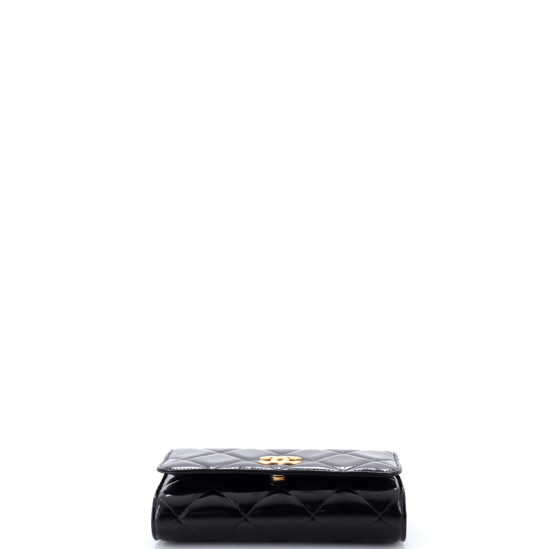 CC Medallion Wallet on Chain Quilted Shiny Lambskin