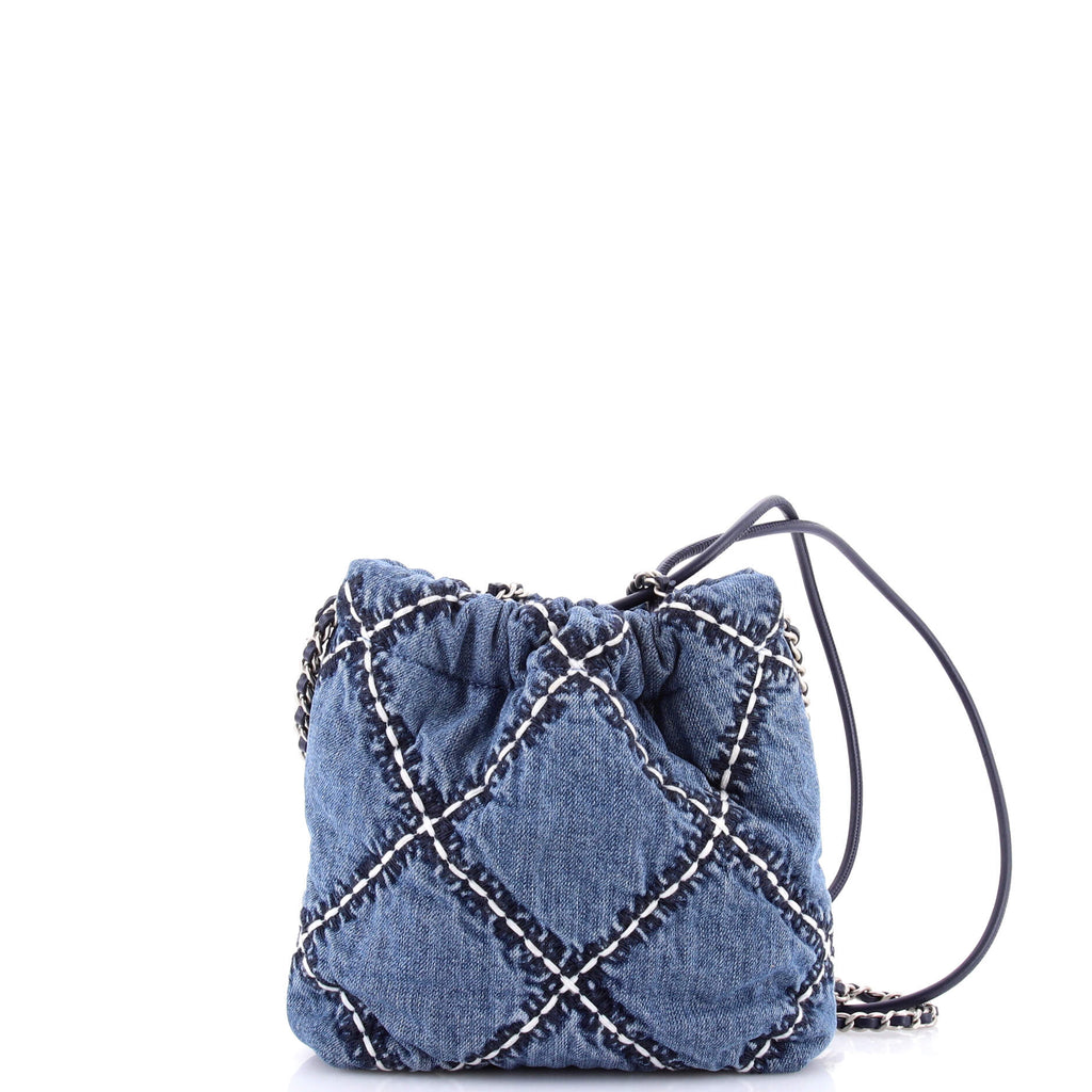 22 Chain Hobo Quilted Stitched Denim Mini