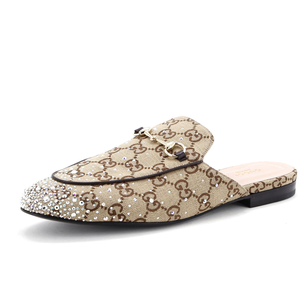 Women's Princetown Mules Crystal Embellished GG Canvas