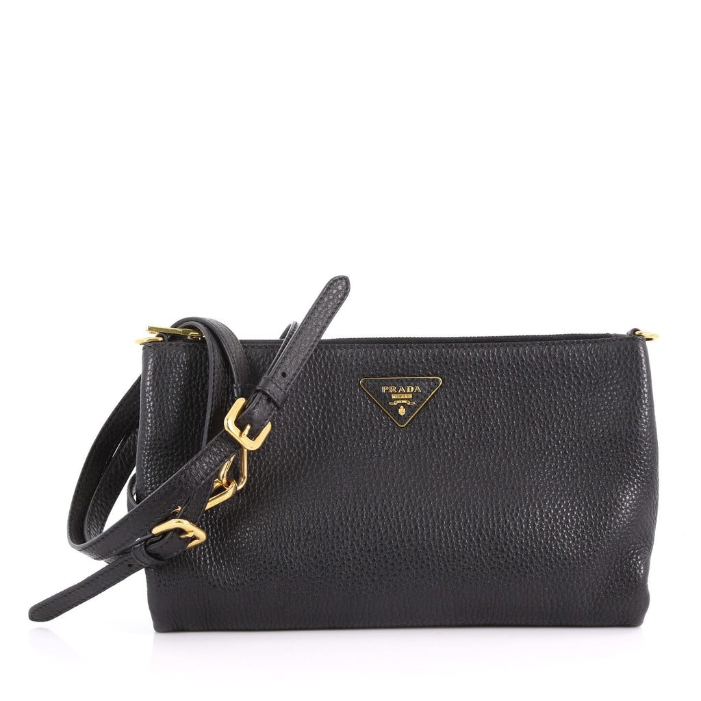 Flat Zip Crossbody Bag Vitello Daino Mini