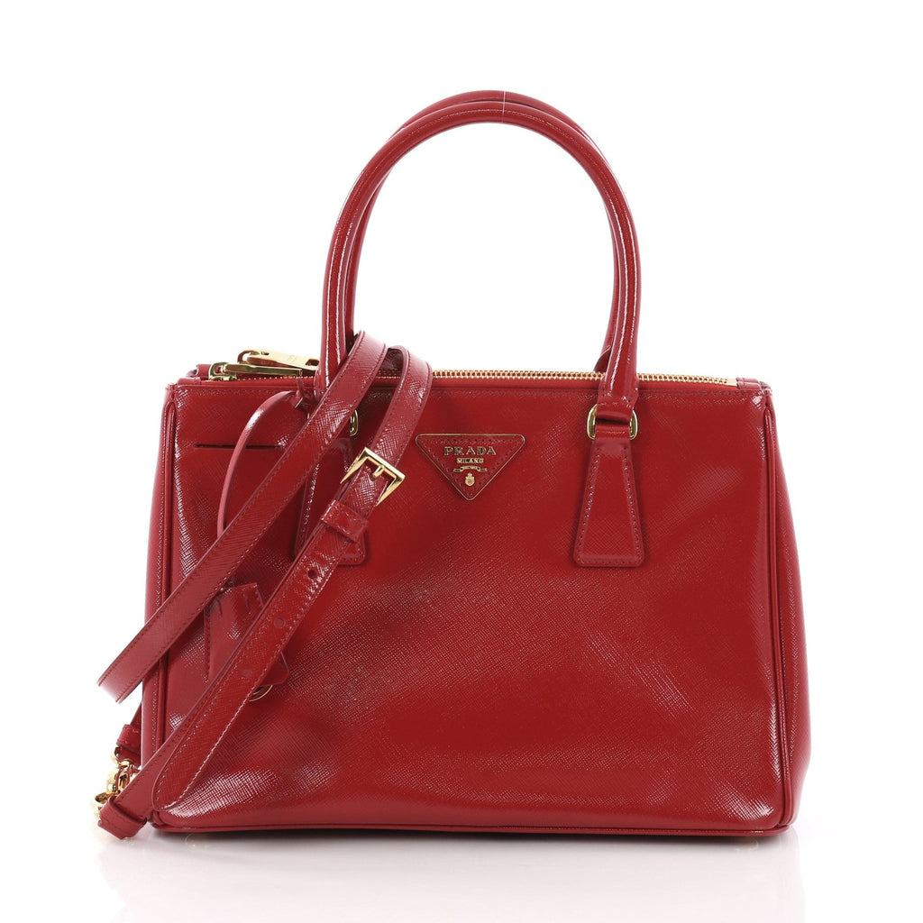 Double Zip Lux Tote Vernice Saffiano Leather Mini