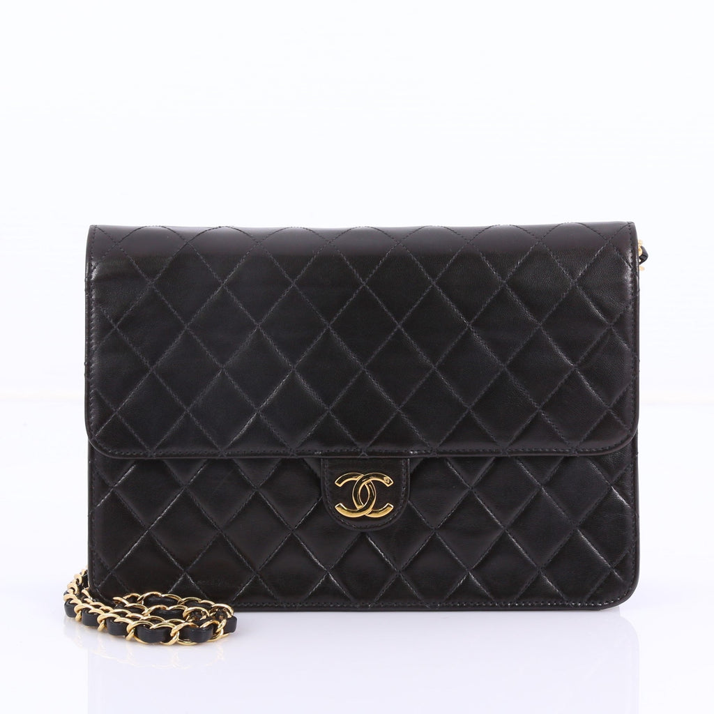 Vintage Clutch with Chain Quilted Leather Medium