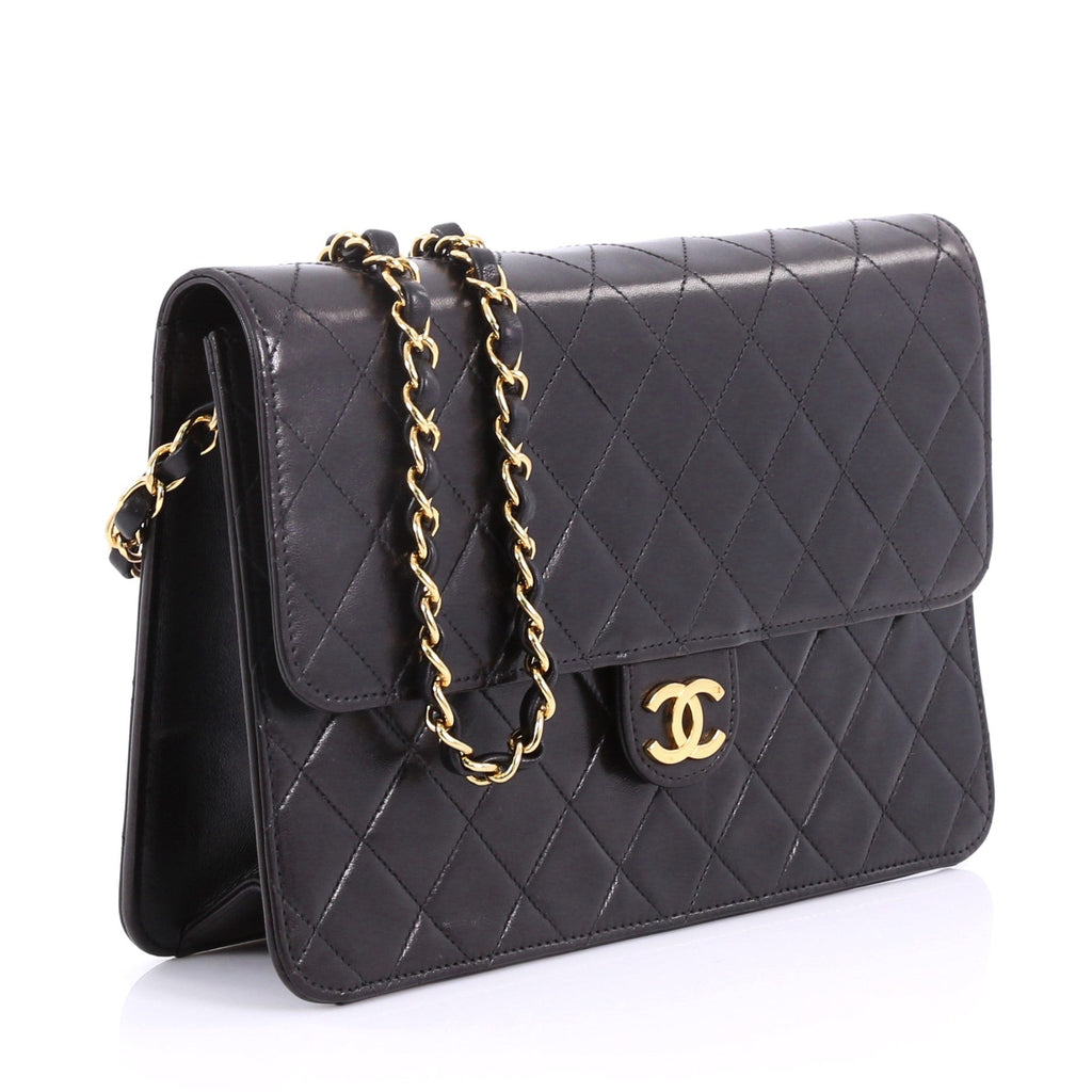 Vintage Clutch with Chain Quilted Leather Medium
