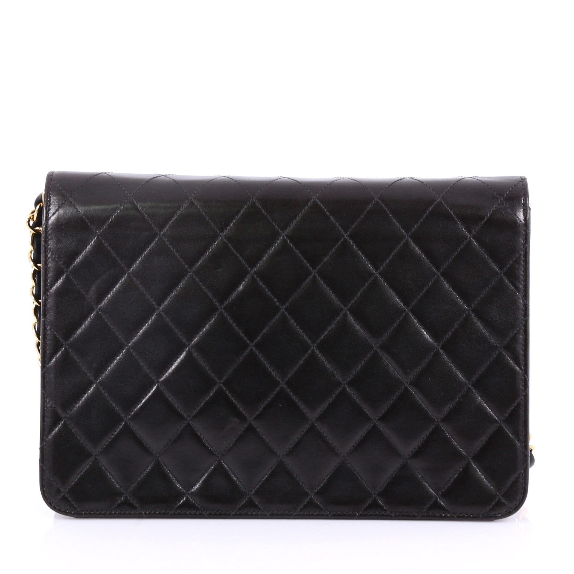 Vintage Clutch with Chain Quilted Leather Medium