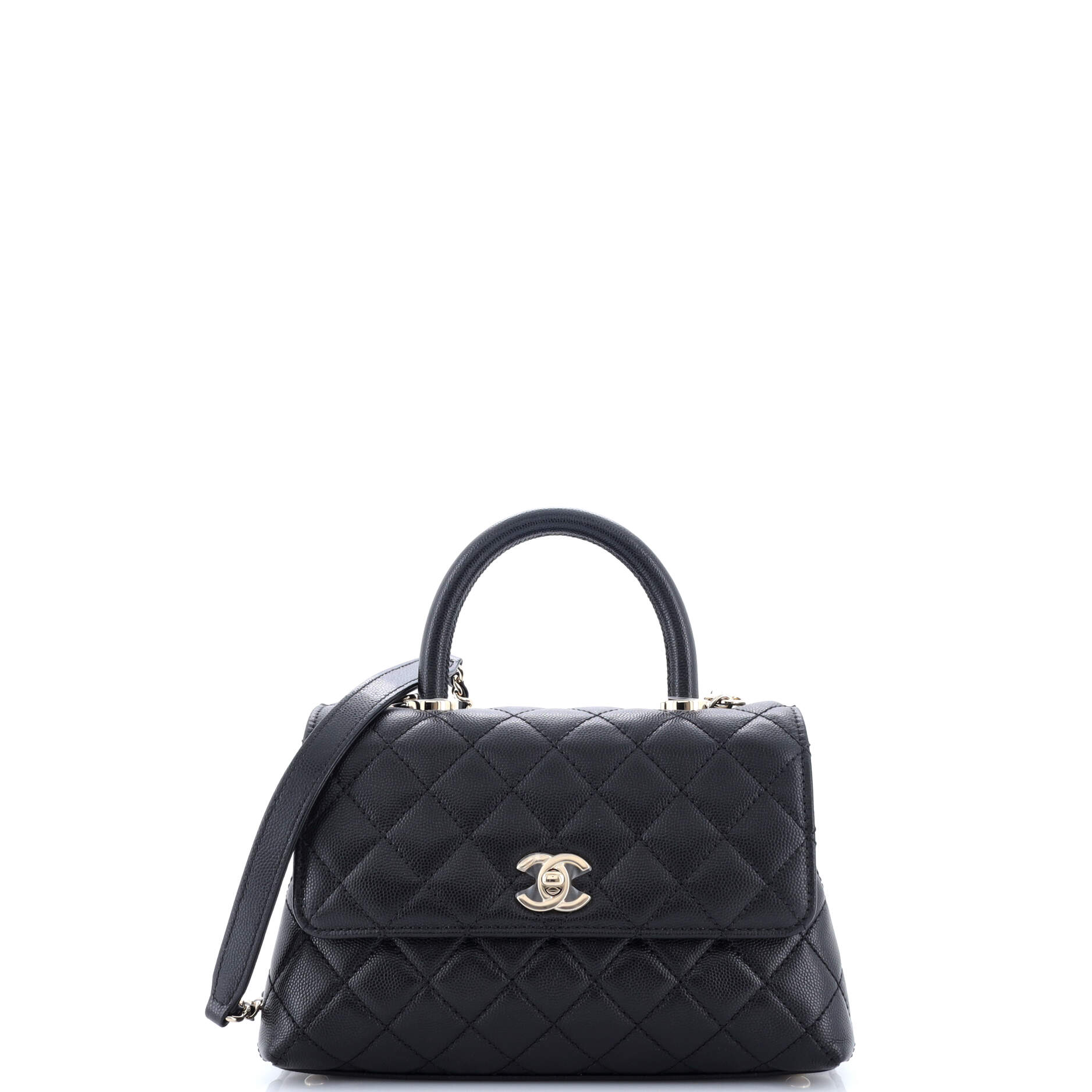 Coco Top Handle Bag Quilted Caviar Mini