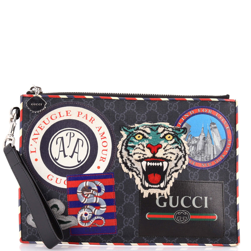 Night Courrier Pouch GG Coated Canvas with Applique