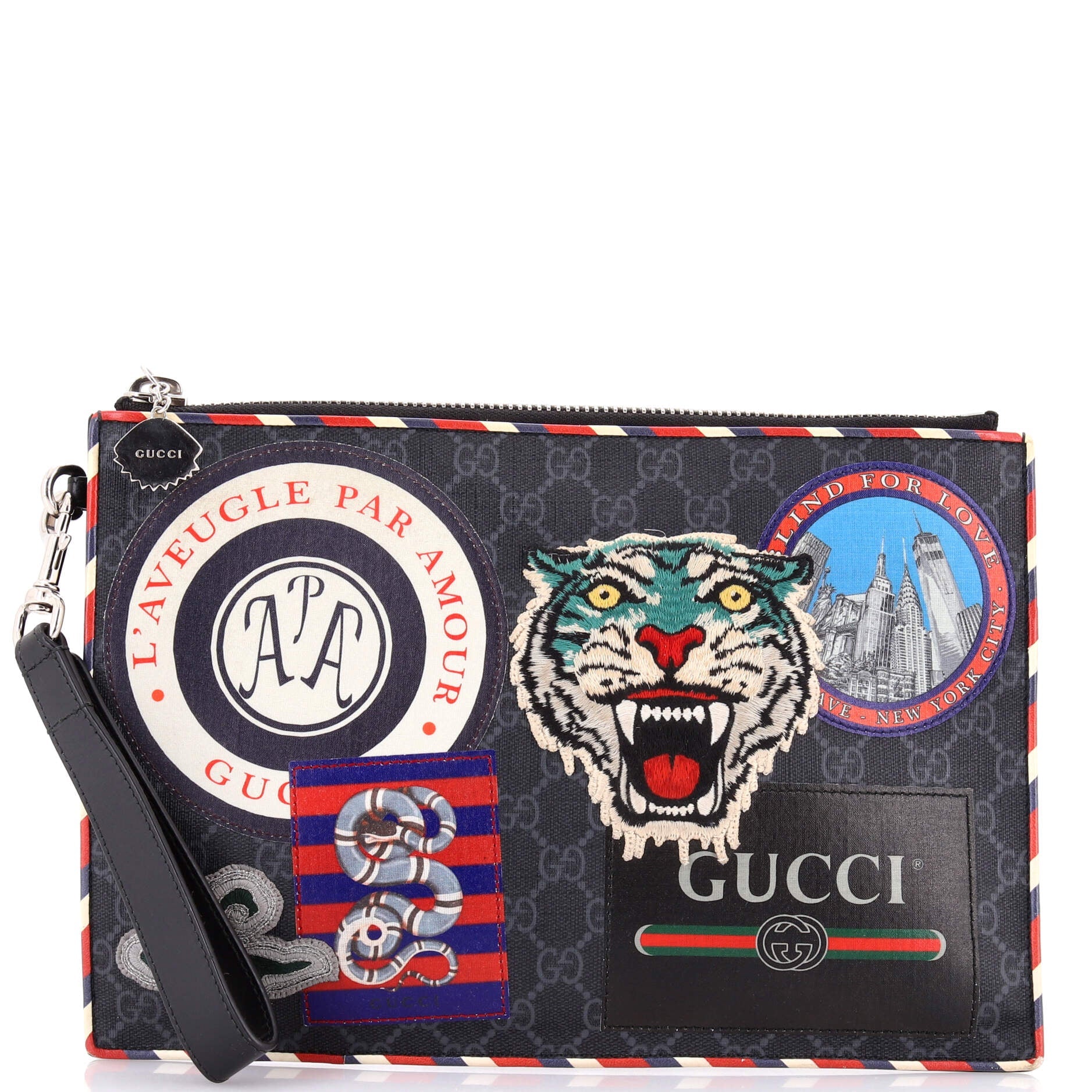 Night Courrier Pouch GG Coated Canvas with Applique