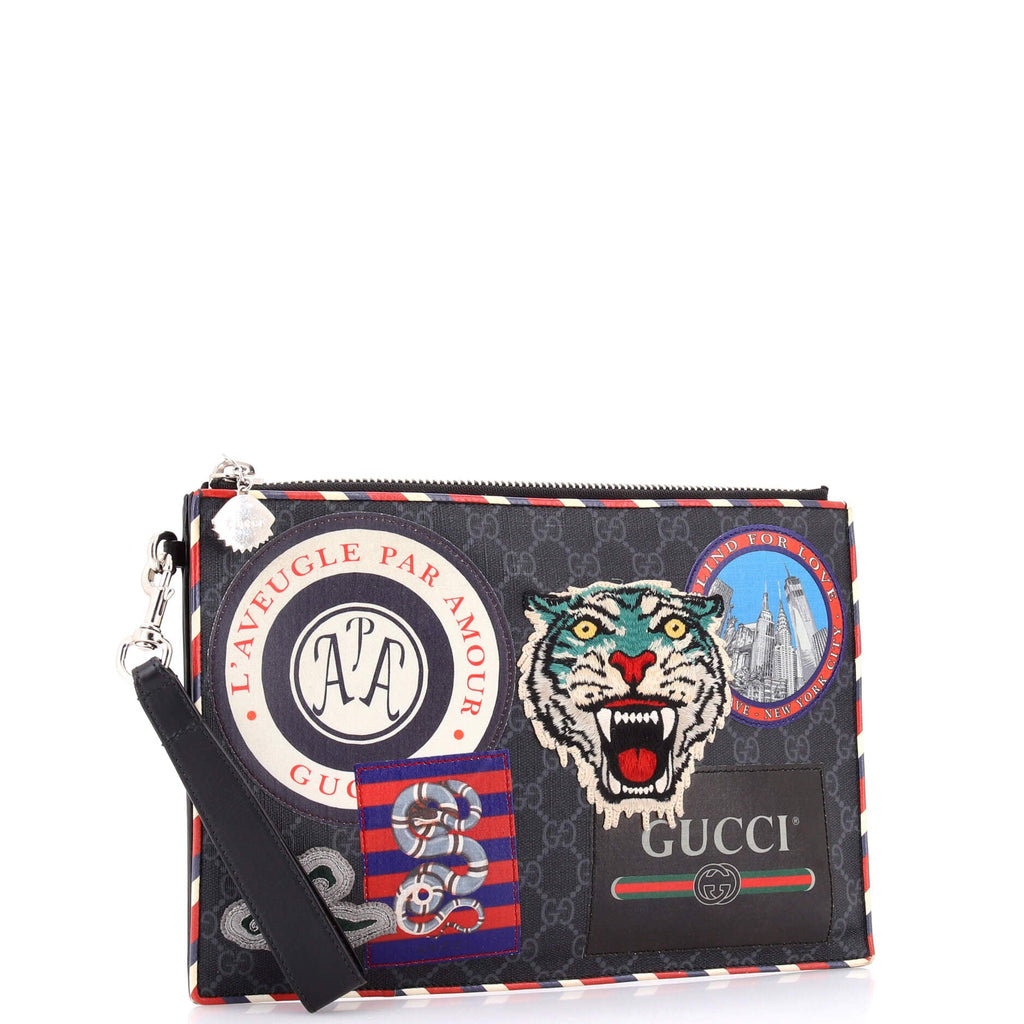 Night Courrier Pouch GG Coated Canvas with Applique