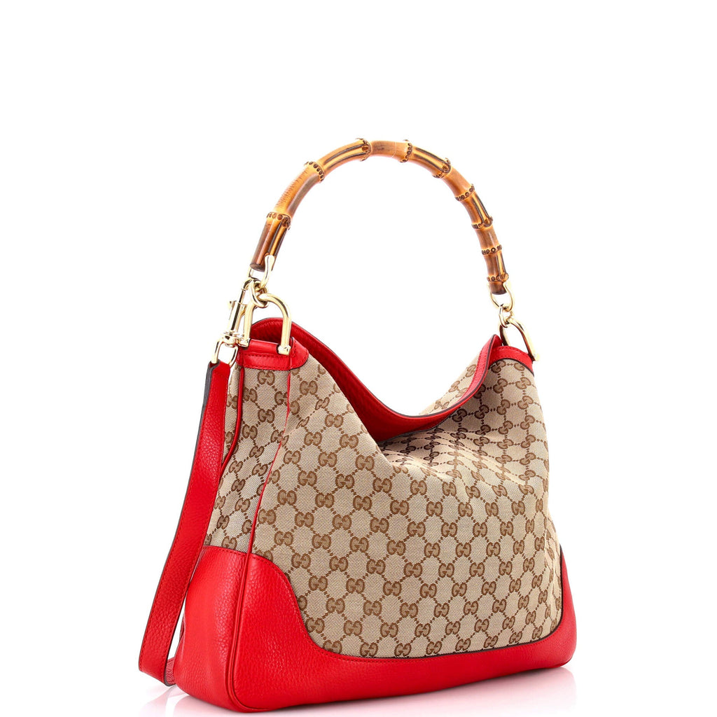 Diana Bamboo Shoulder Bag GG Canvas Medium