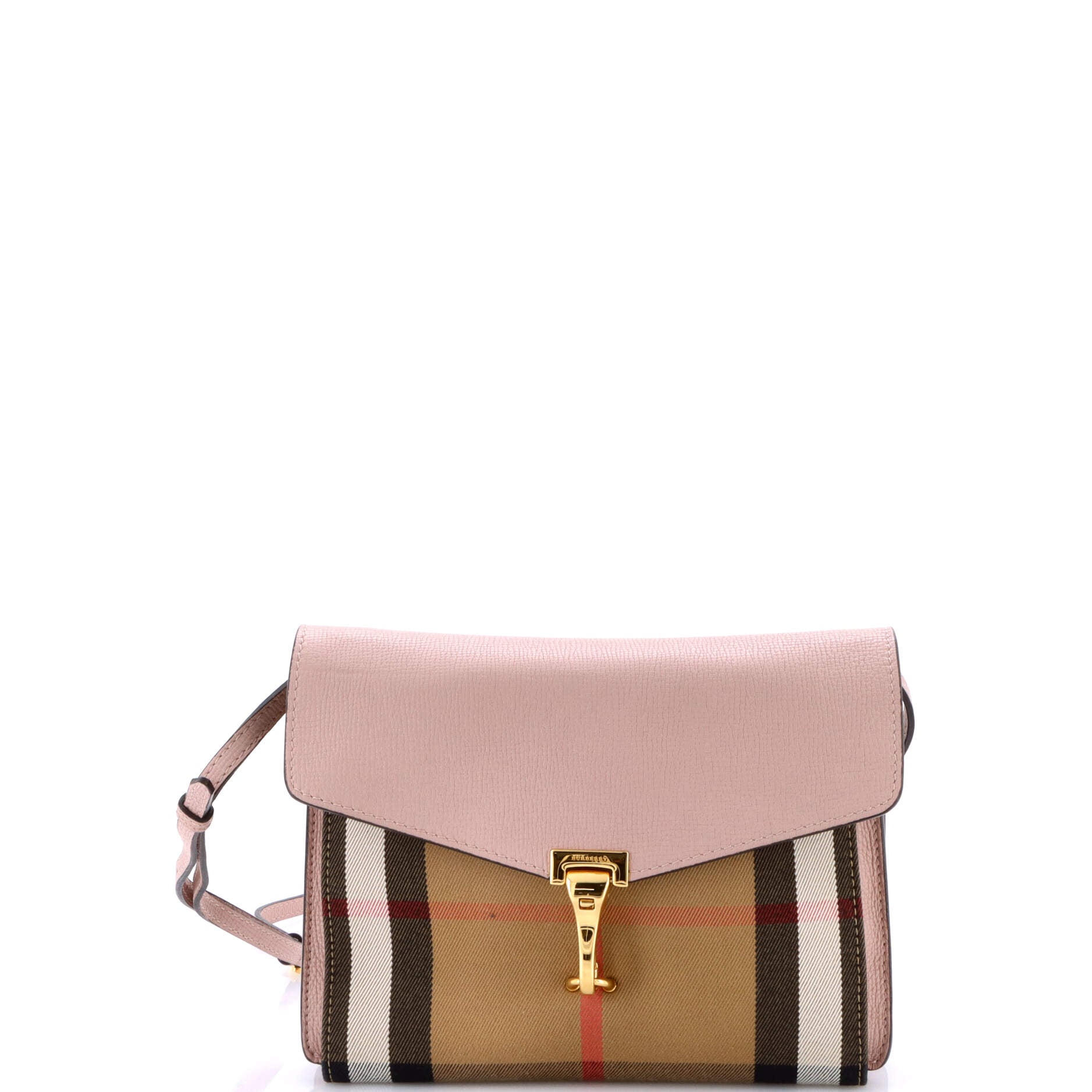 Macken Crossbody Bag Leather and House Check Canvas Small