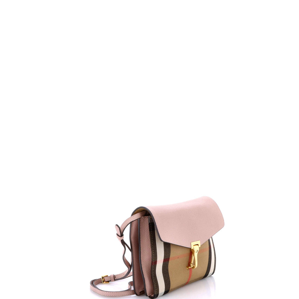 Macken Crossbody Bag Leather and House Check Canvas Small