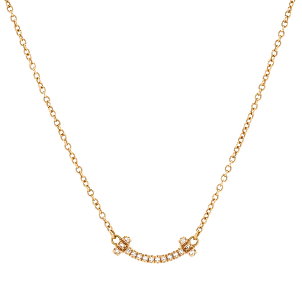 T Smile Pendant Necklace 18K Yellow Gold with Diamonds Mini