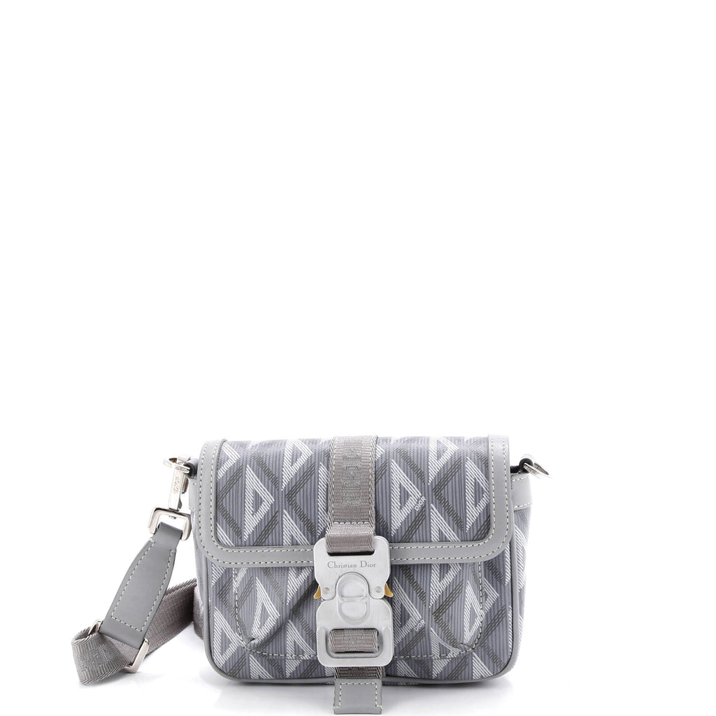 Hit the Road Flap Crossbody Bag CD Diamond Coated Canvas and Leather Mini