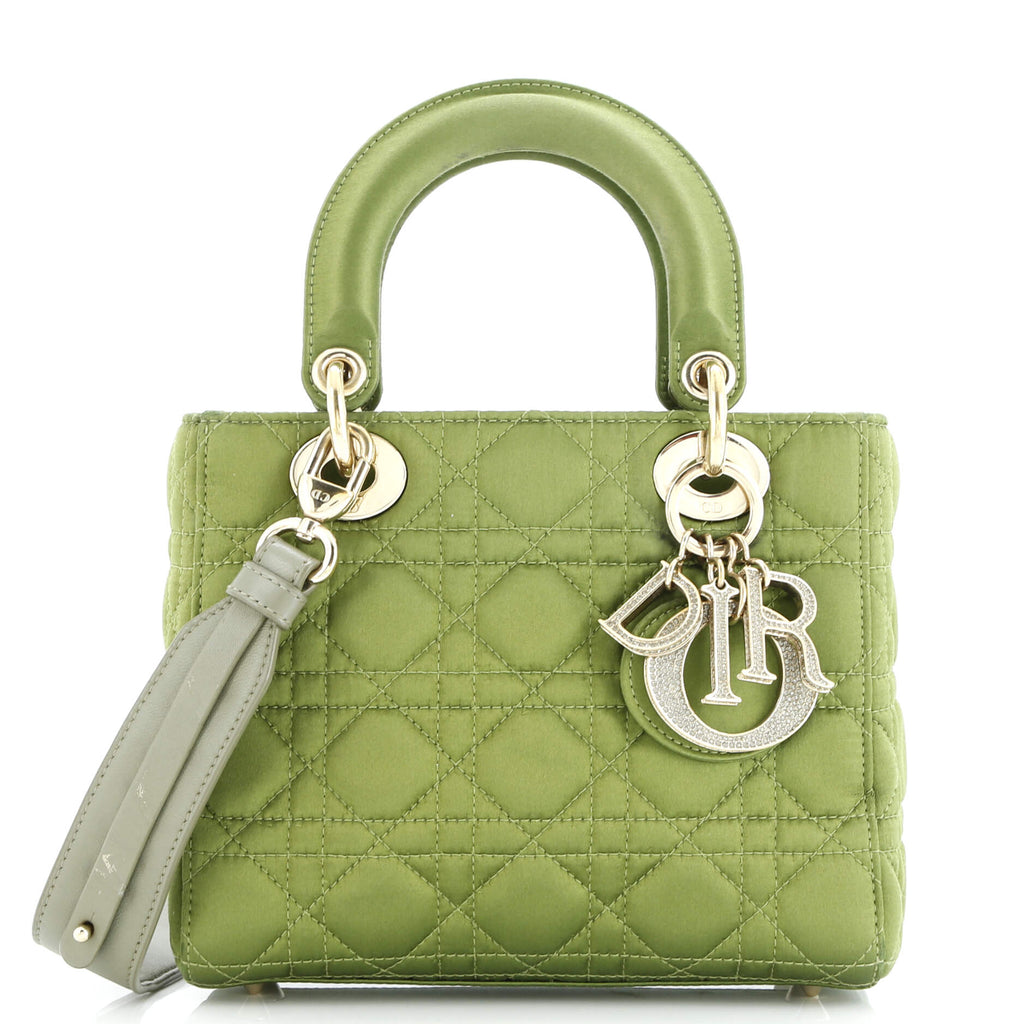 My ABCDior Lady Dior Bag Cannage Quilt Satin with Crystal Charms