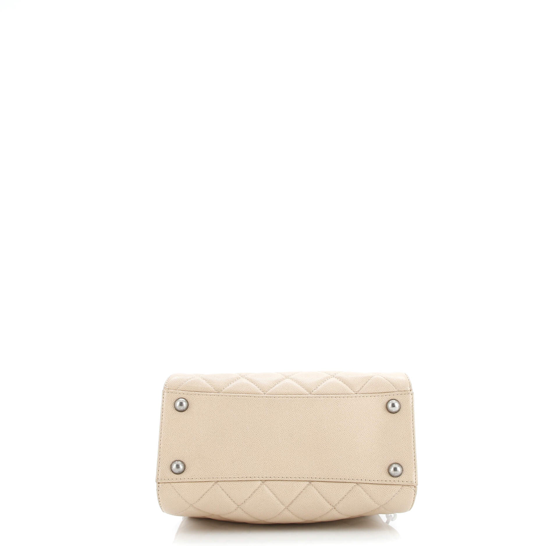 Top Handle CC Drawstring Bucket Bag Quilted Caviar Small
