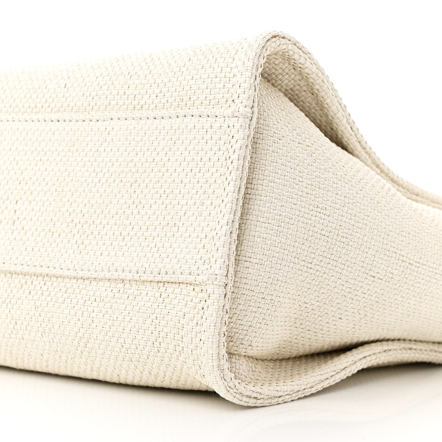 Woven Straw Raffia Small Deauville Tote White Navy