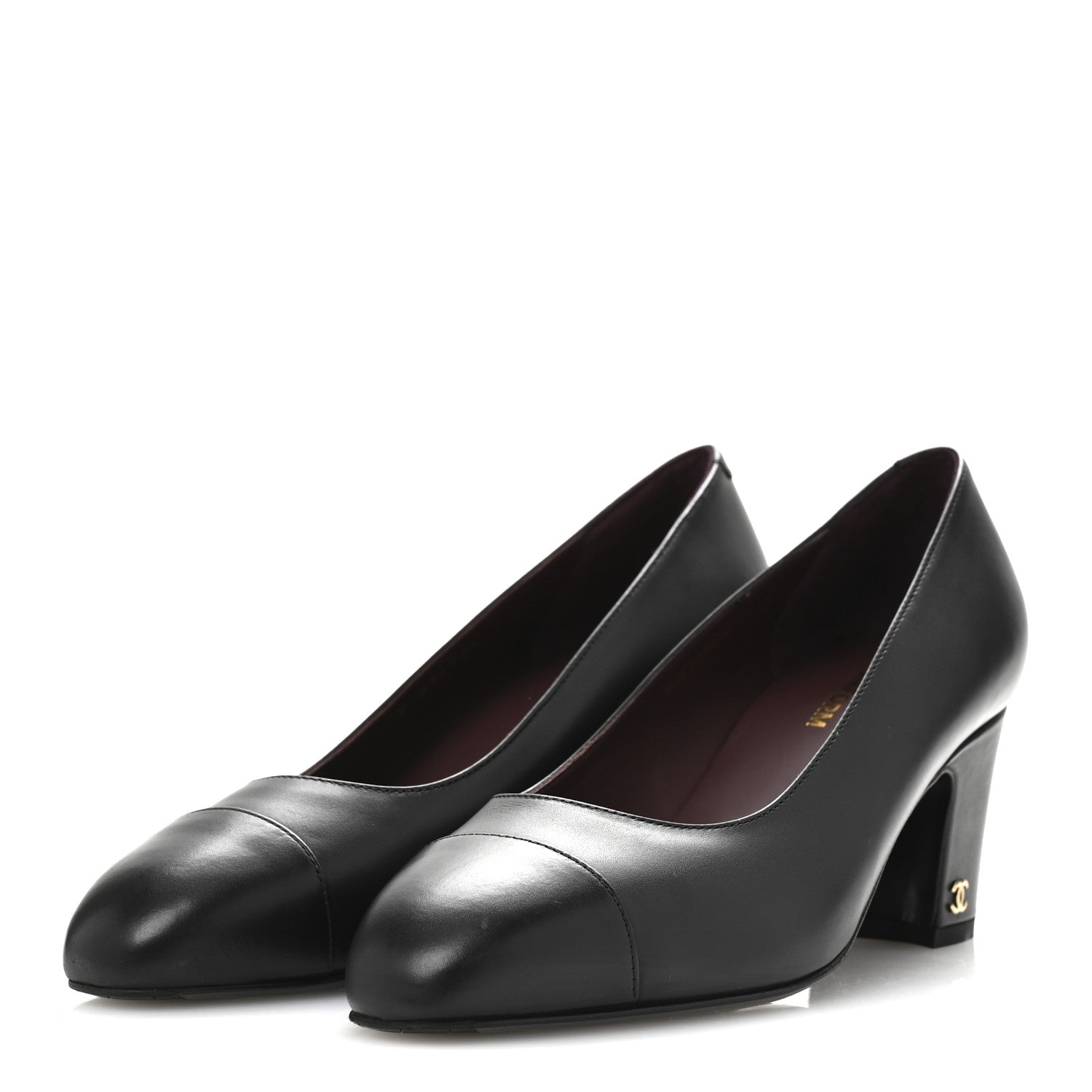 Lambskin Cap Toe CC Uniform Pumps 37.5 Black