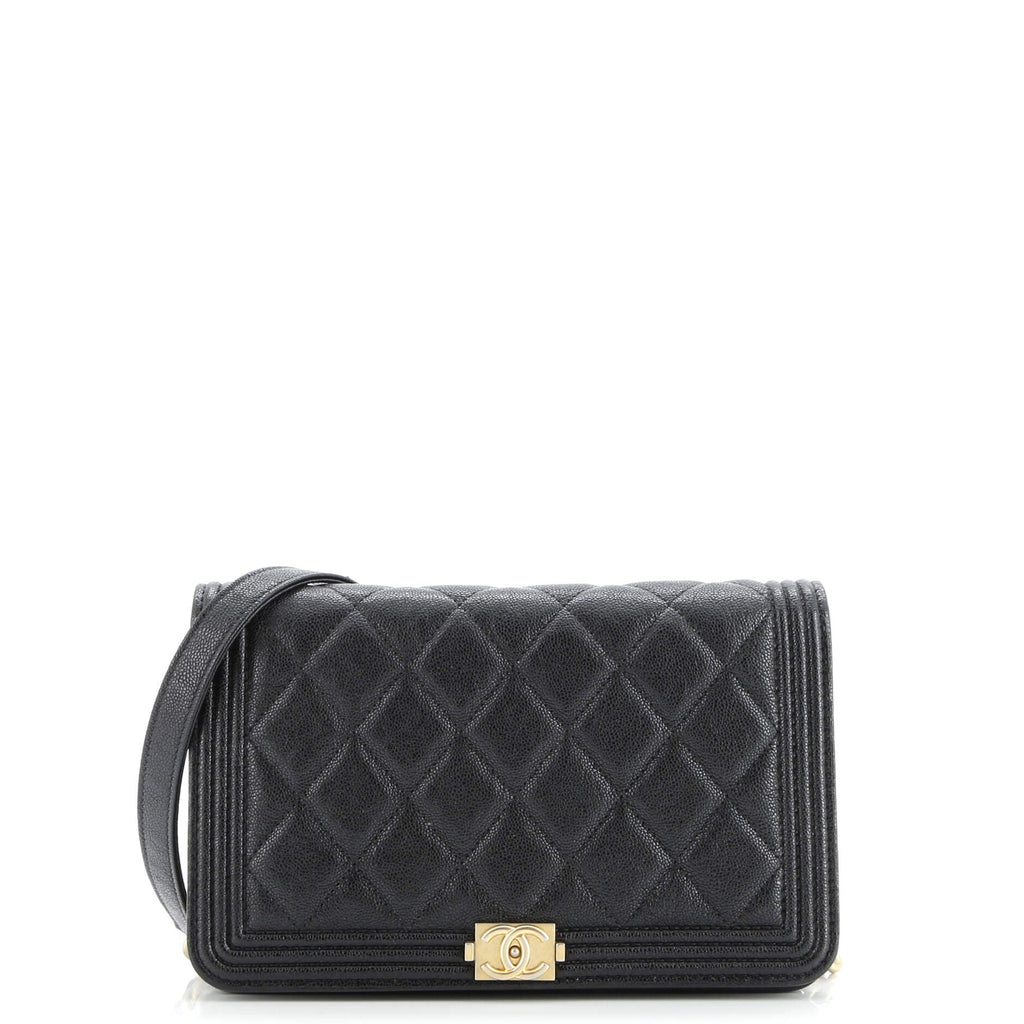 Boy Wallet on Chain Quilted Caviar