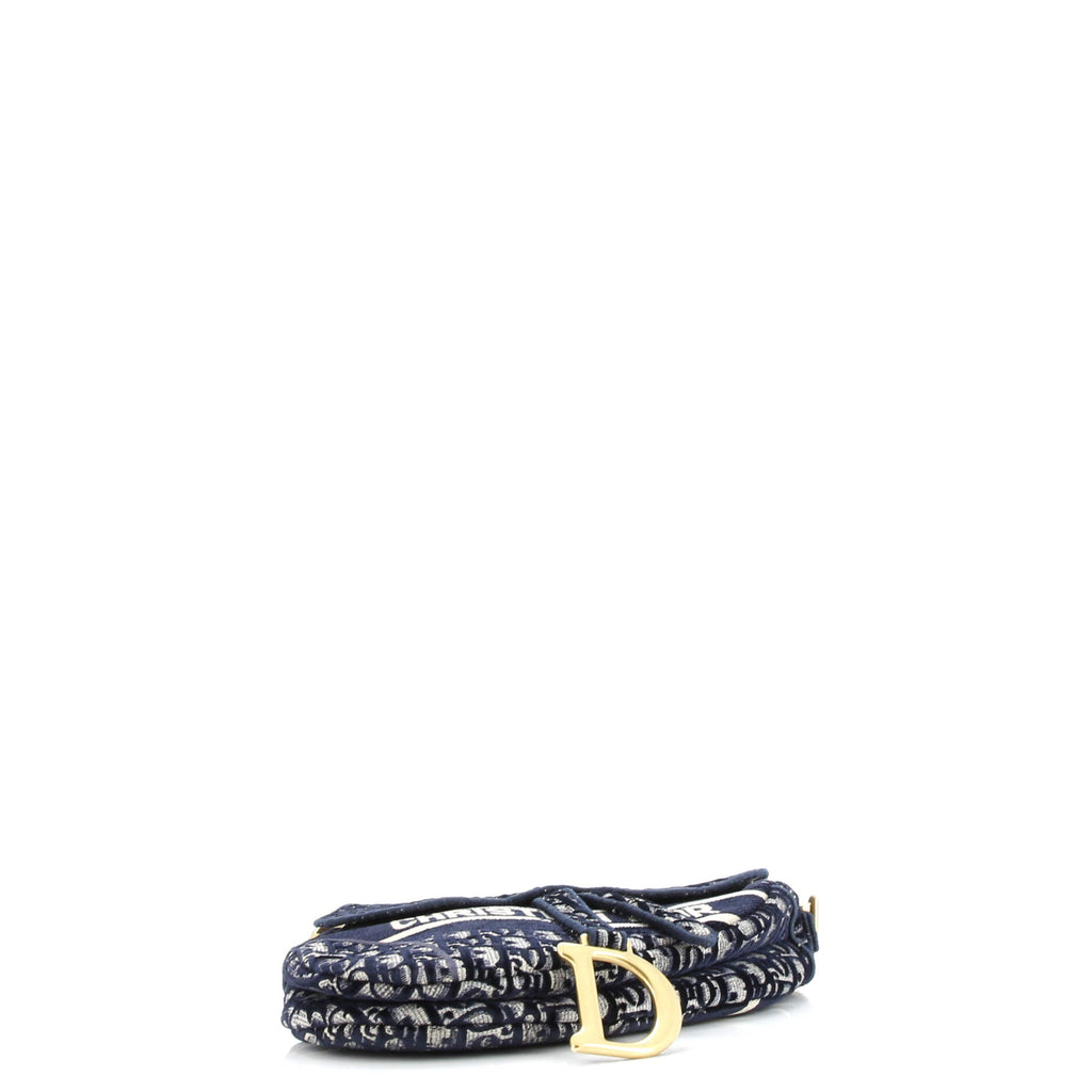 Saddle Handbag Logo Embroidered Oblique Velvet Medium