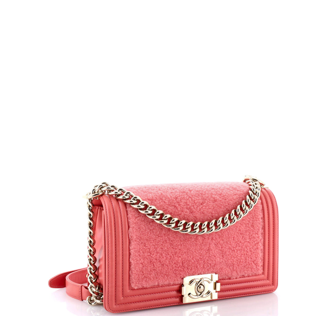 Boy Flap Bag Shearling with Leather Old Medium