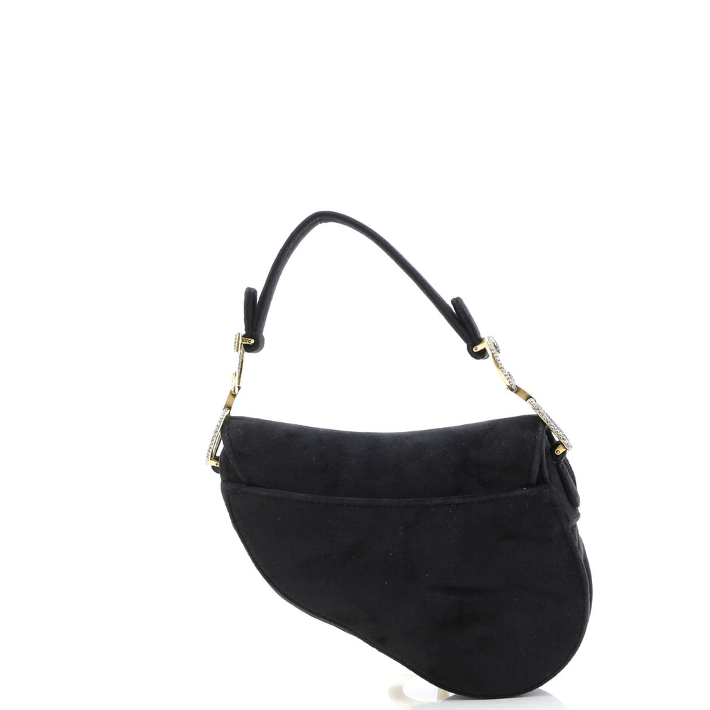 Saddle Handbag Velvet with Crystals Mini