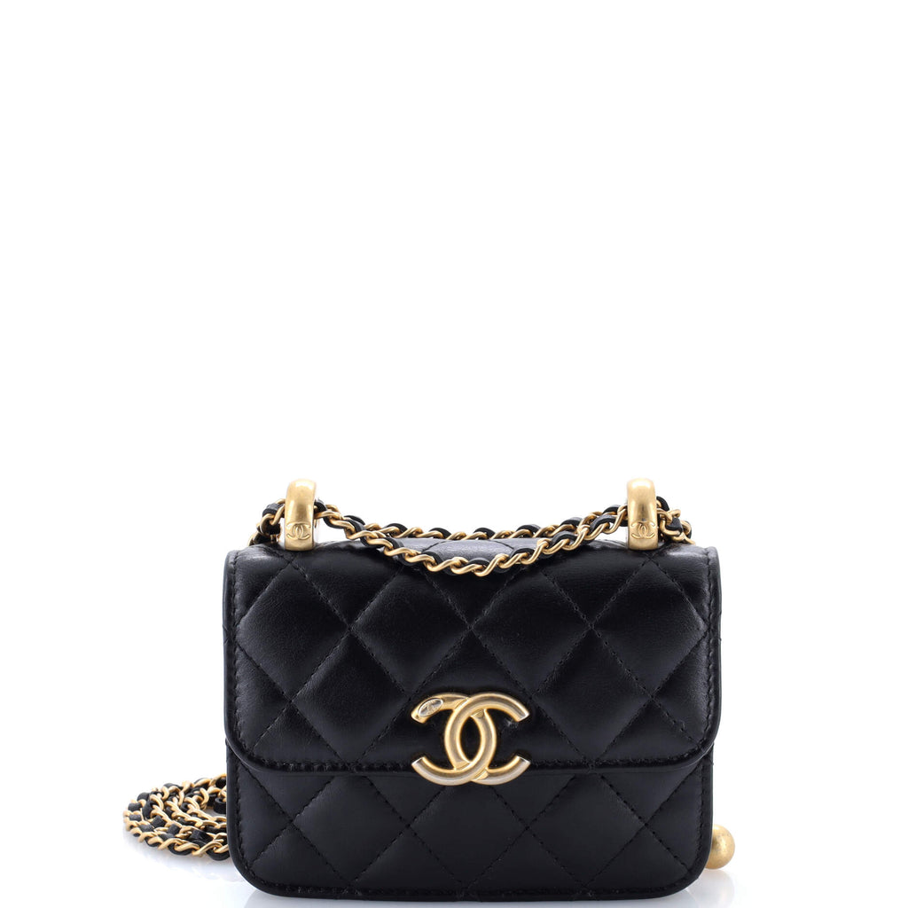 Perfect Fit Flap Coin Purse with Chain Quilted Calfskin