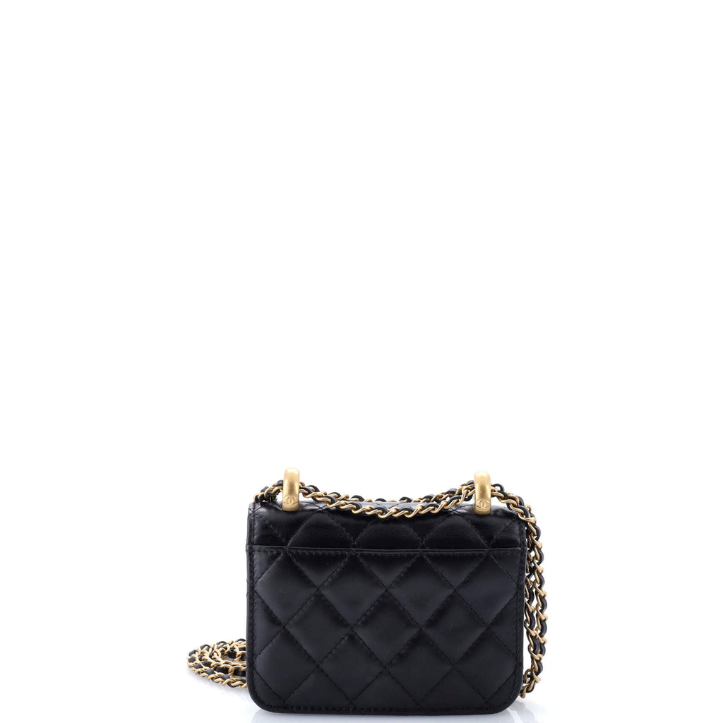 Perfect Fit Flap Coin Purse with Chain Quilted Calfskin