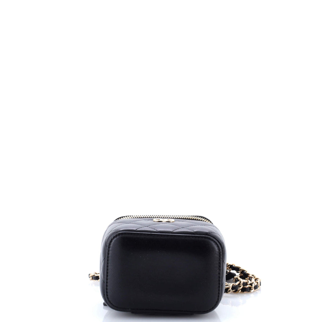 Lock Frame Vanity Case with Chain Quilted Lambskin Small