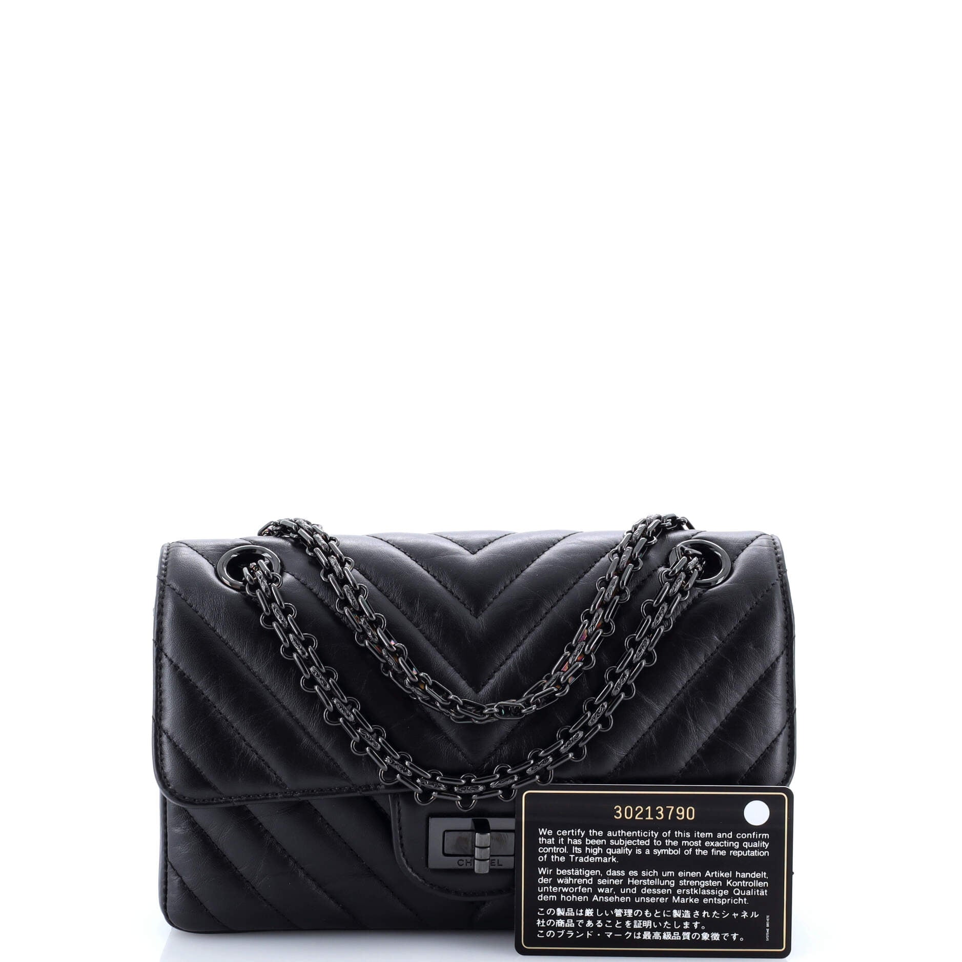 So Black Reissue 2.55 Flap Bag Chevron Aged Calfskin Mini
