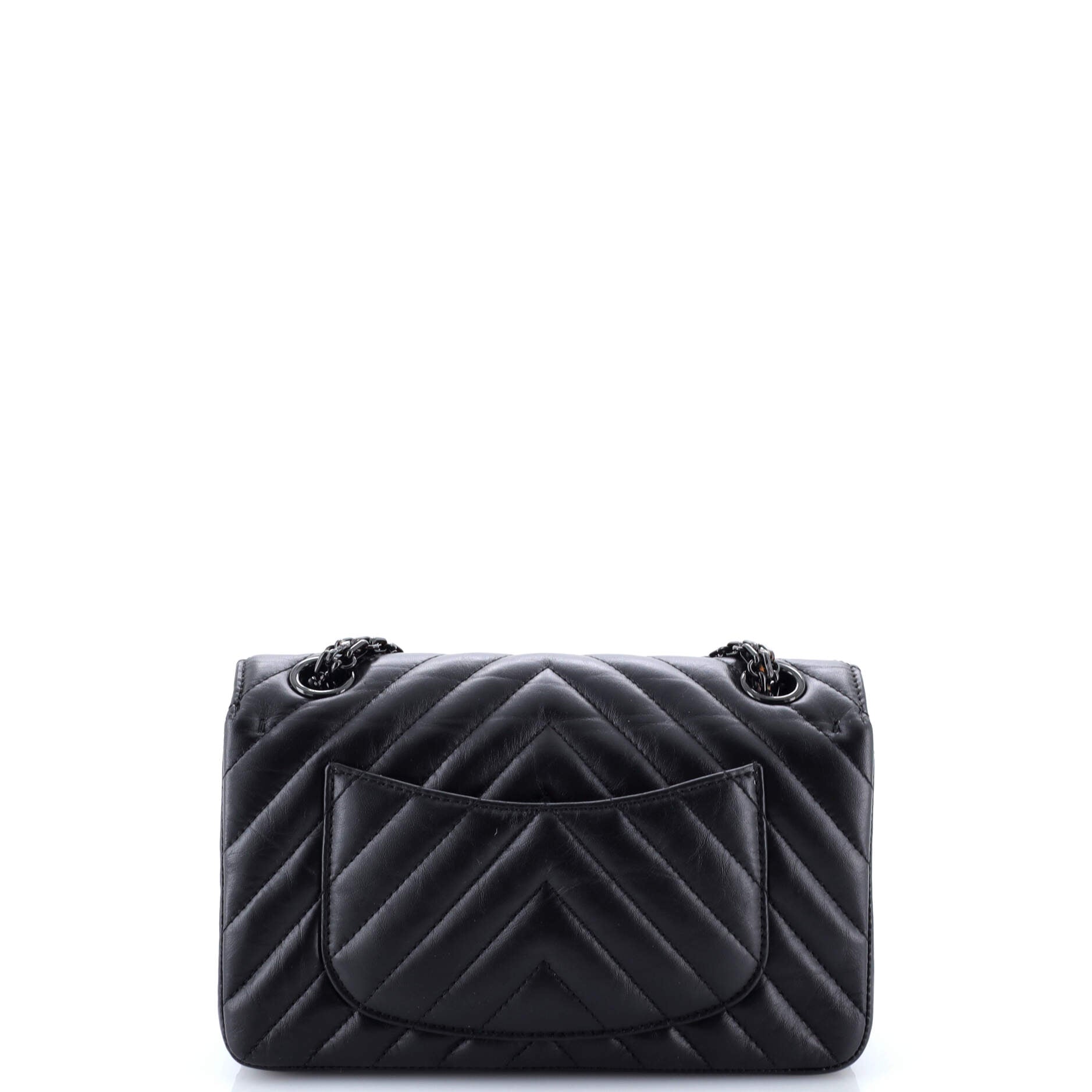 So Black Reissue 2.55 Flap Bag Chevron Aged Calfskin Mini