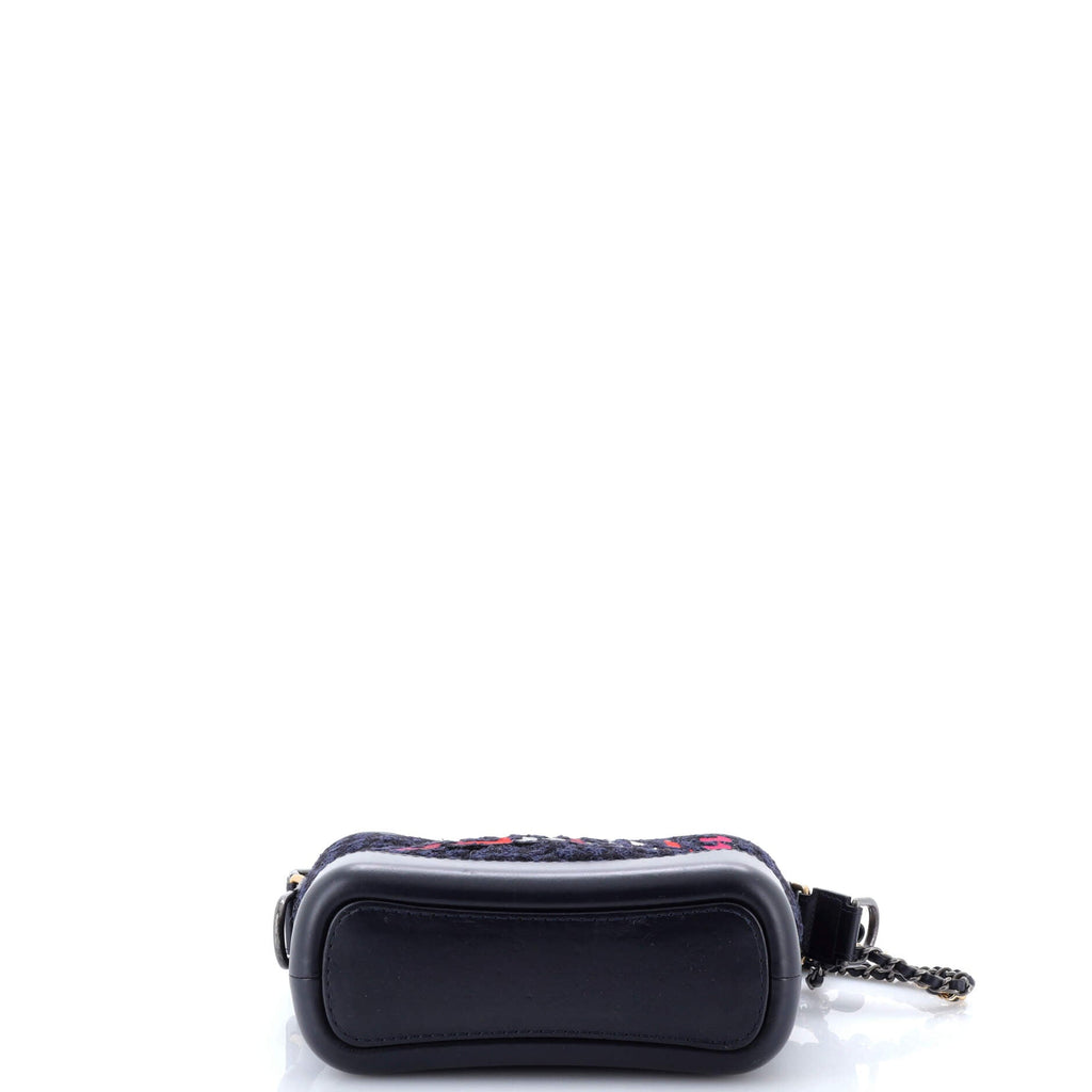 Gabrielle Logo Hobo Tweed and Calfskin Small