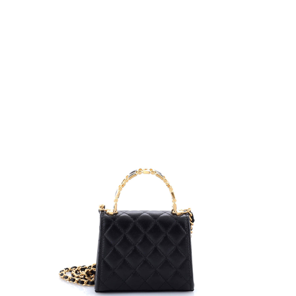 Coco Enamel Top Handle Flap Bag Quilted Lambskin Small