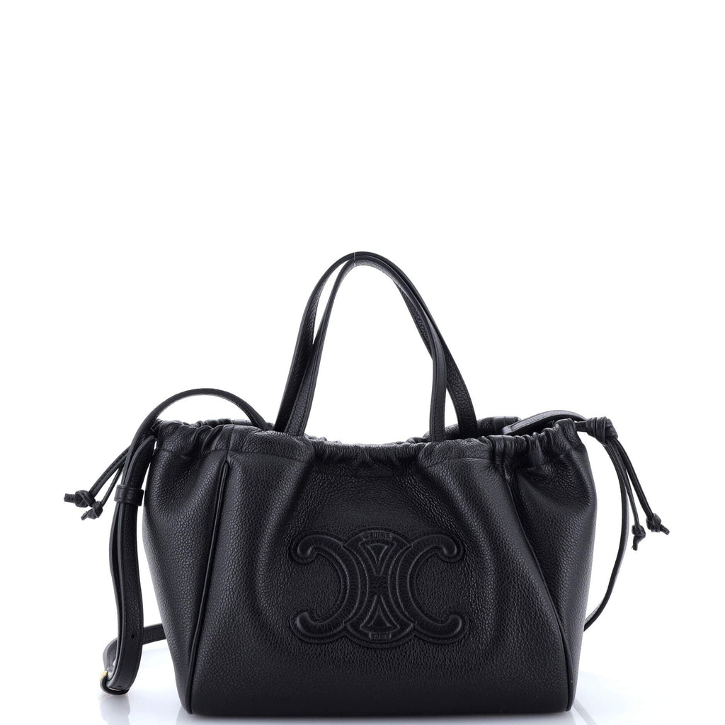 Cuir Triomphe Cabas Drawstring Tote Leather Small