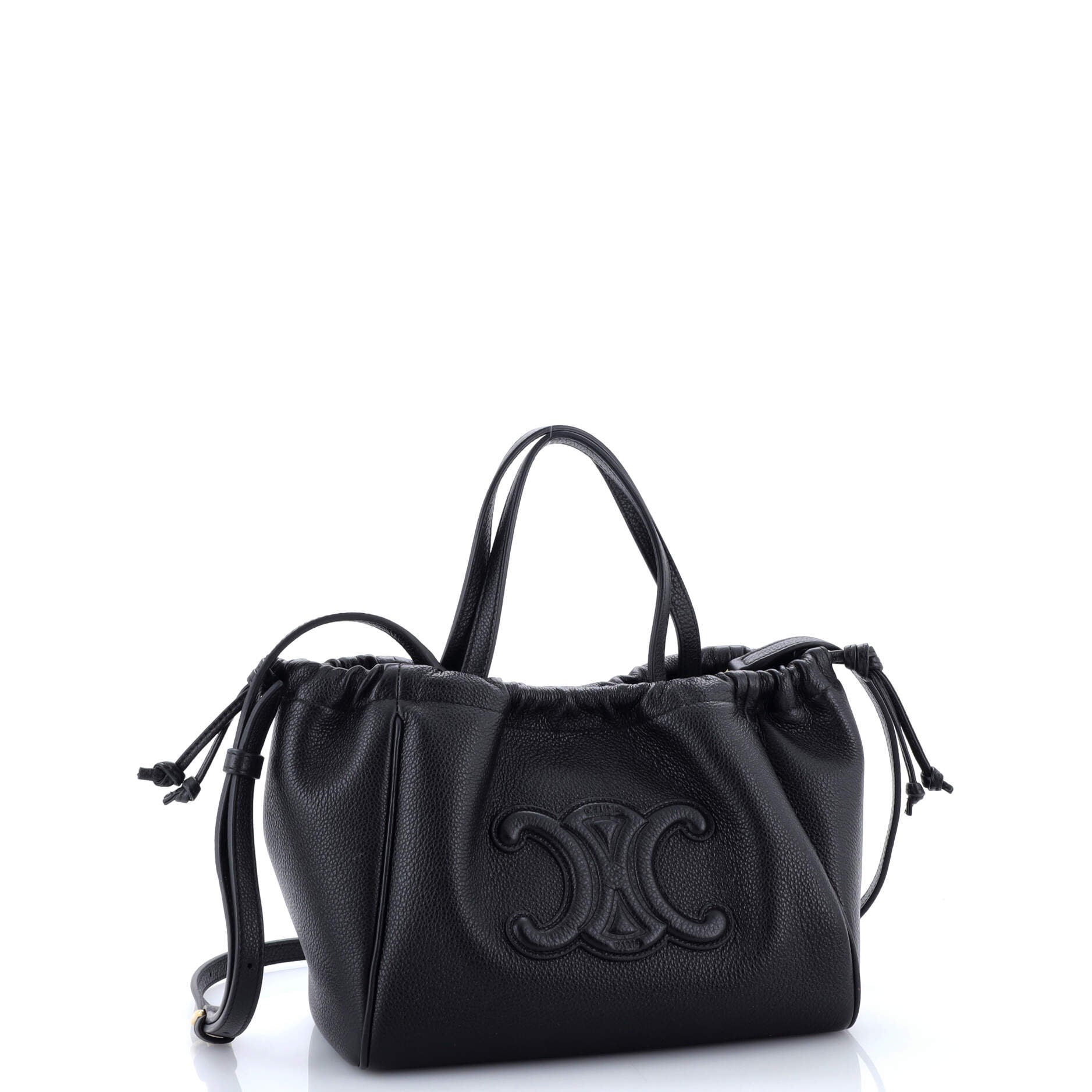 Cuir Triomphe Cabas Drawstring Tote Leather Small