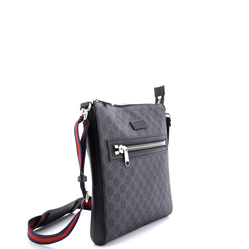 Web Strap Front Zip Messenger Bag GG Coated Canvas Medium