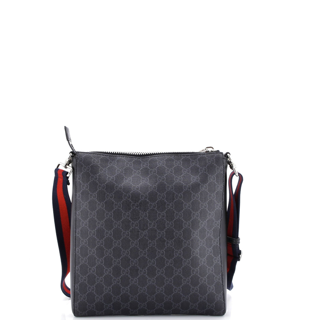 Web Strap Front Zip Messenger Bag GG Coated Canvas Medium