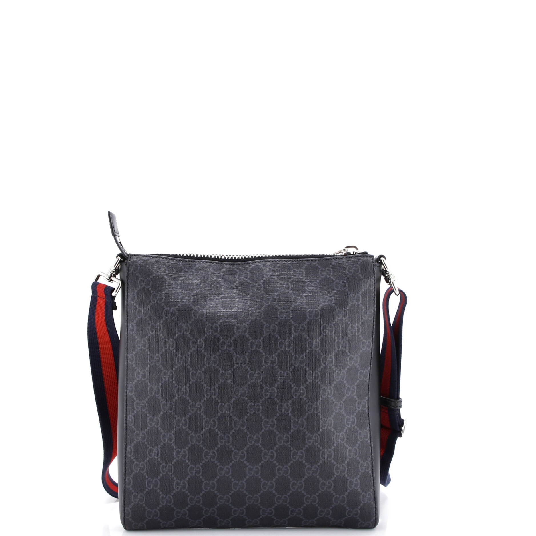 Web Strap Front Zip Messenger Bag GG Coated Canvas Medium