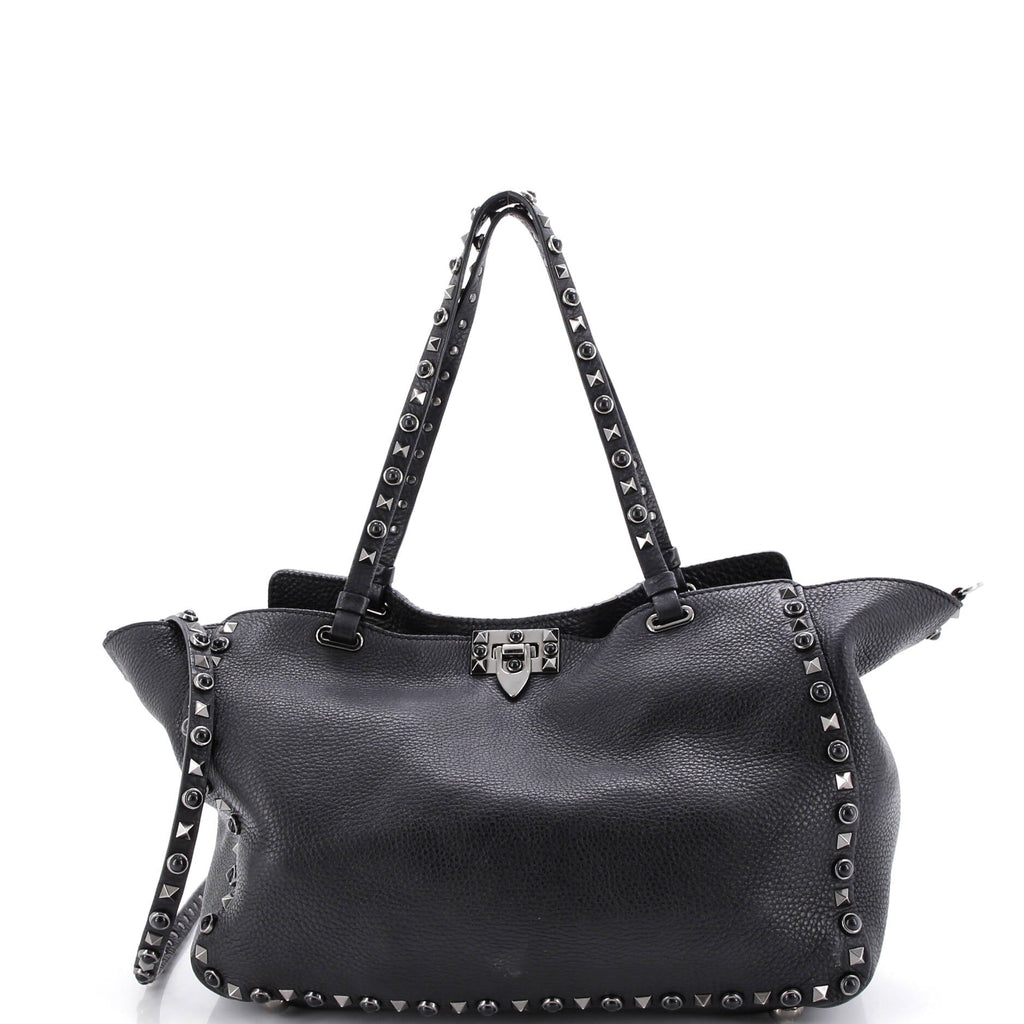 Rolling Rockstud Tote Leather with Cabochons Medium