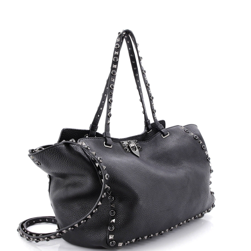Rolling Rockstud Tote Leather with Cabochons Medium
