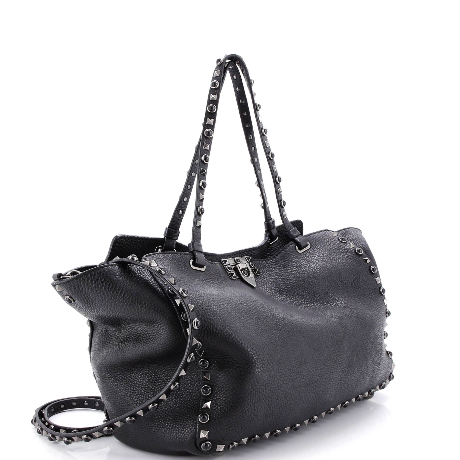 Rolling Rockstud Tote Leather with Cabochons Medium