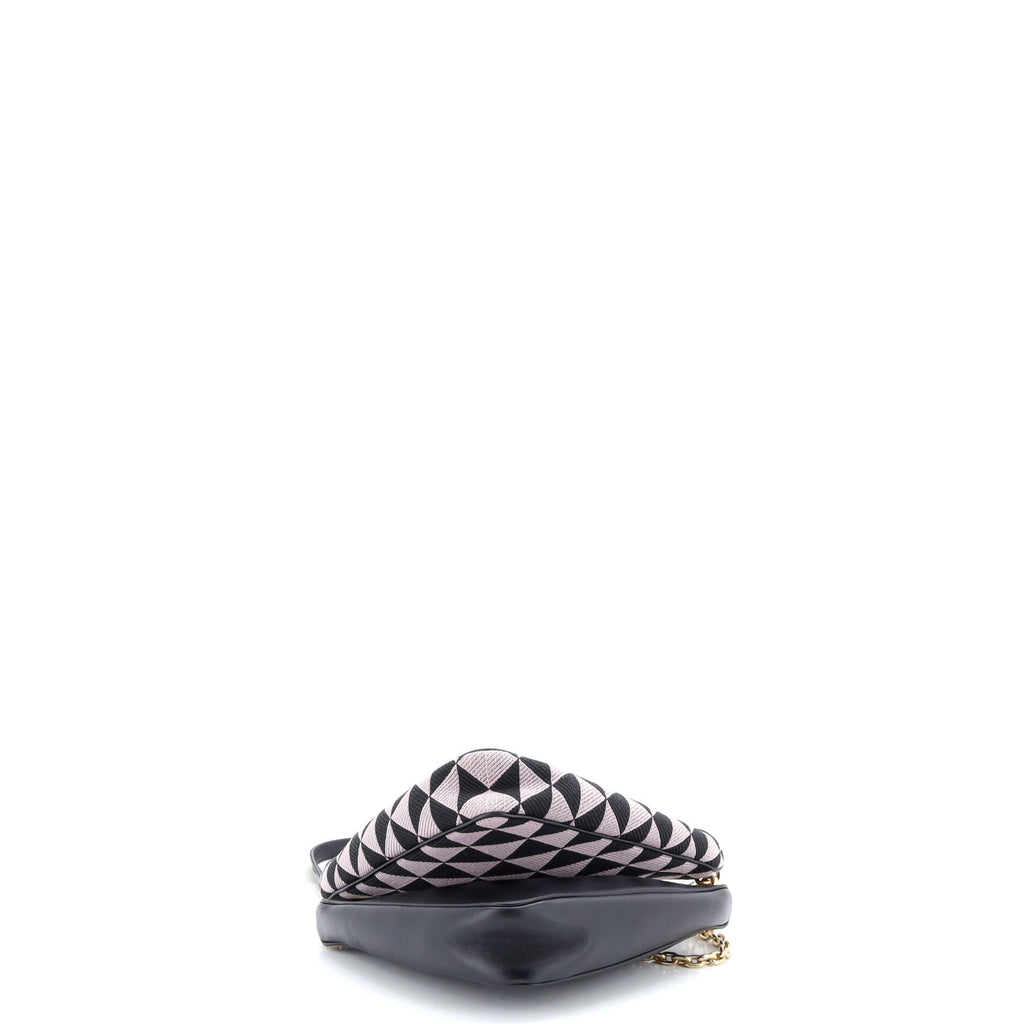 Double Symbole Triangle Bag Leather and Jacquard Mini