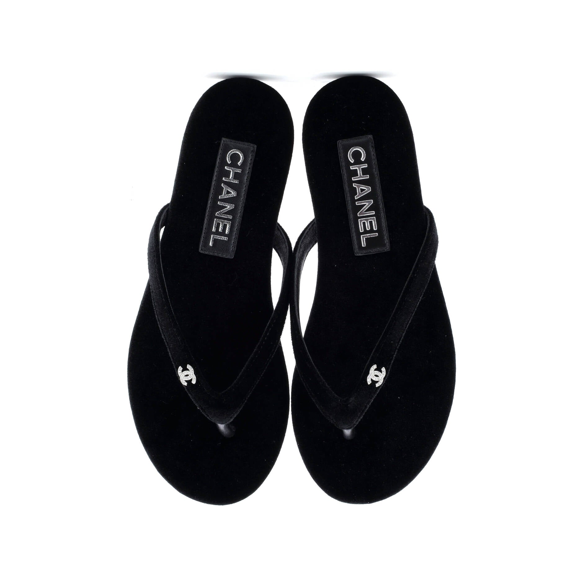 Women's CC Thong Sandals Velvet with Crystals